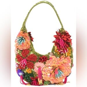 MADE IN INDIA BEADED DAISY HANDHELD BAG -  NWT